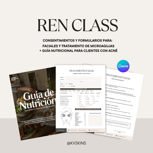 Formulario Facial + Microagujas y Guía nutricional para clientes con acné.