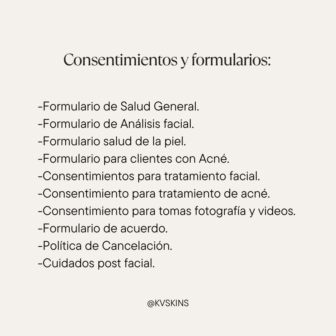 Esteticistas: Consentimientos y formularios (Descarga digital editable).