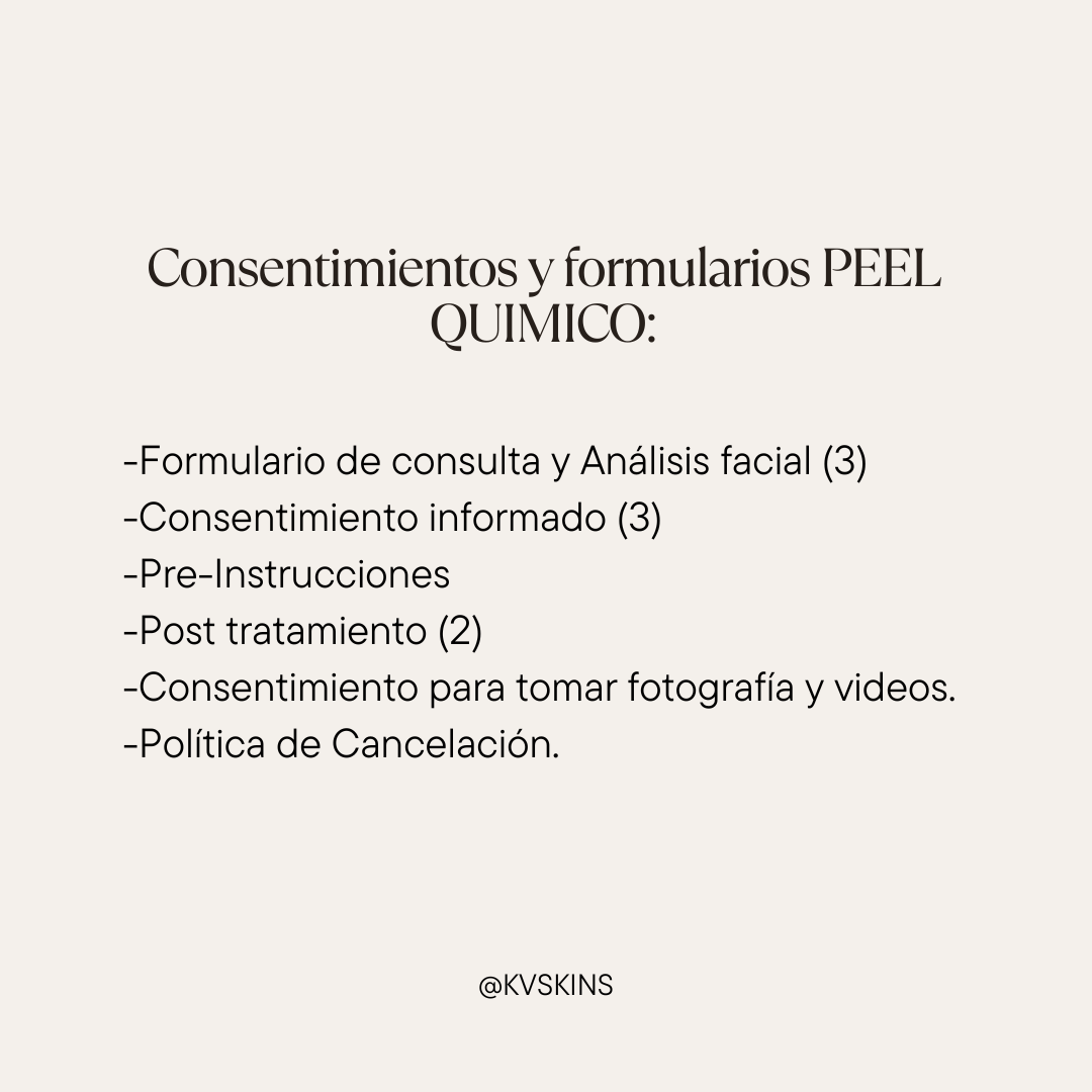 Peel Químico: Consentimientos y Formularios (Descarga digital Editable).